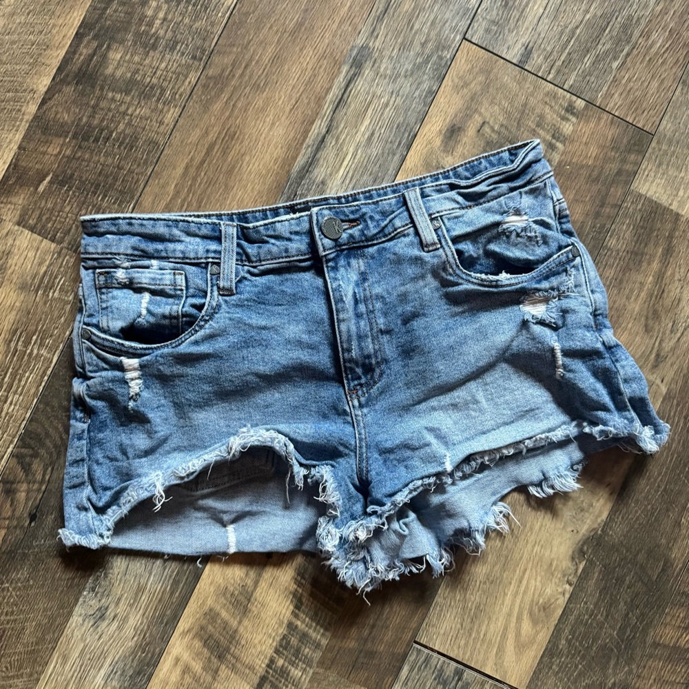 Kut from the Kloth Distressed Light Blue Denim Cutoff Shorts